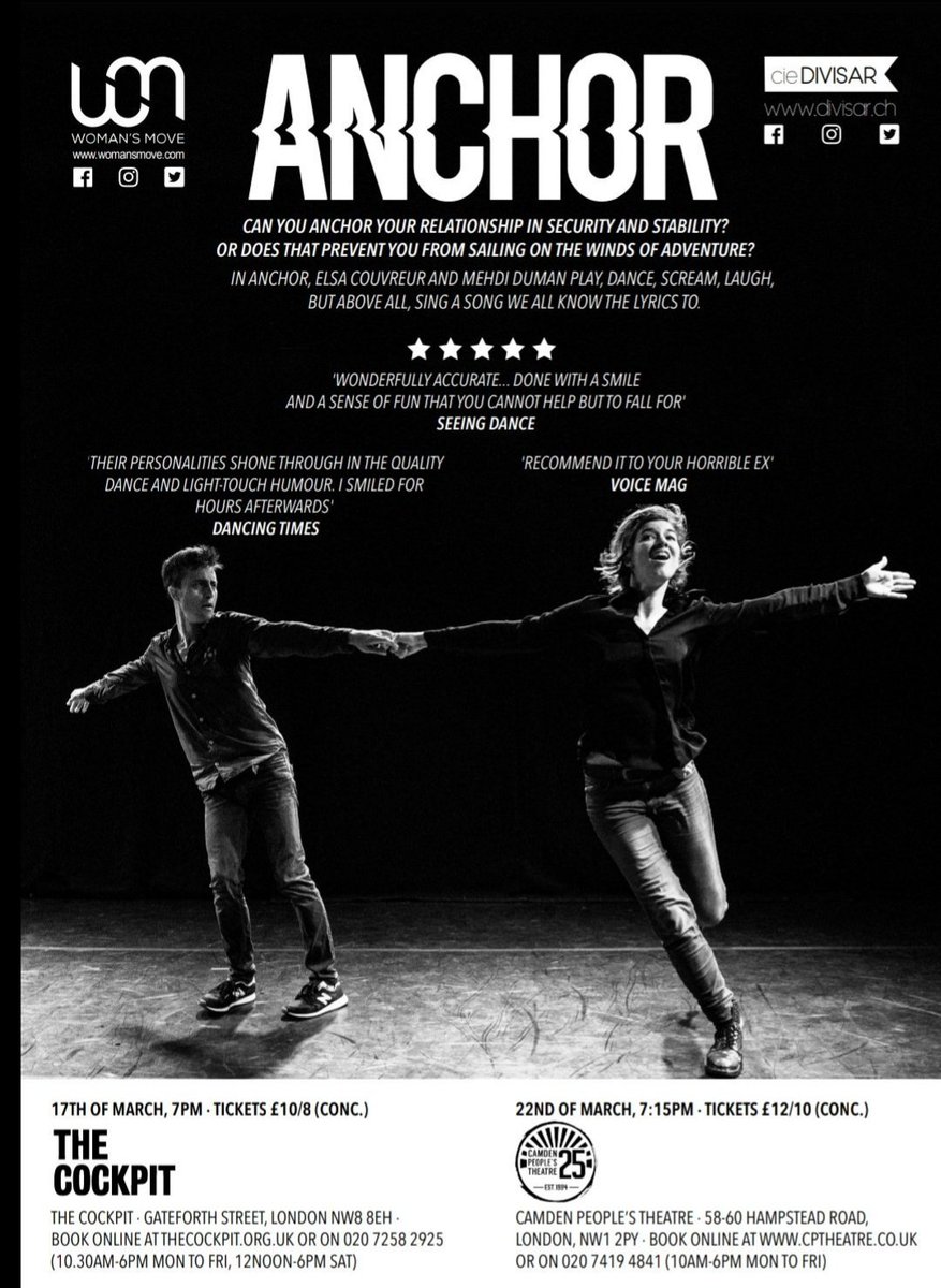 BigBri107's tweet photo. Dance is not really my thing, but I've got to say I rather enjoyed #Anchor from @WomansMove and @MDivisar last night at @CamdenPT Rather sexy, very funny and extreemly clever, well done to Elsa Couveur and Mehdi Durman, both from Switzerland. https://t.co/zsFZH738Ke
