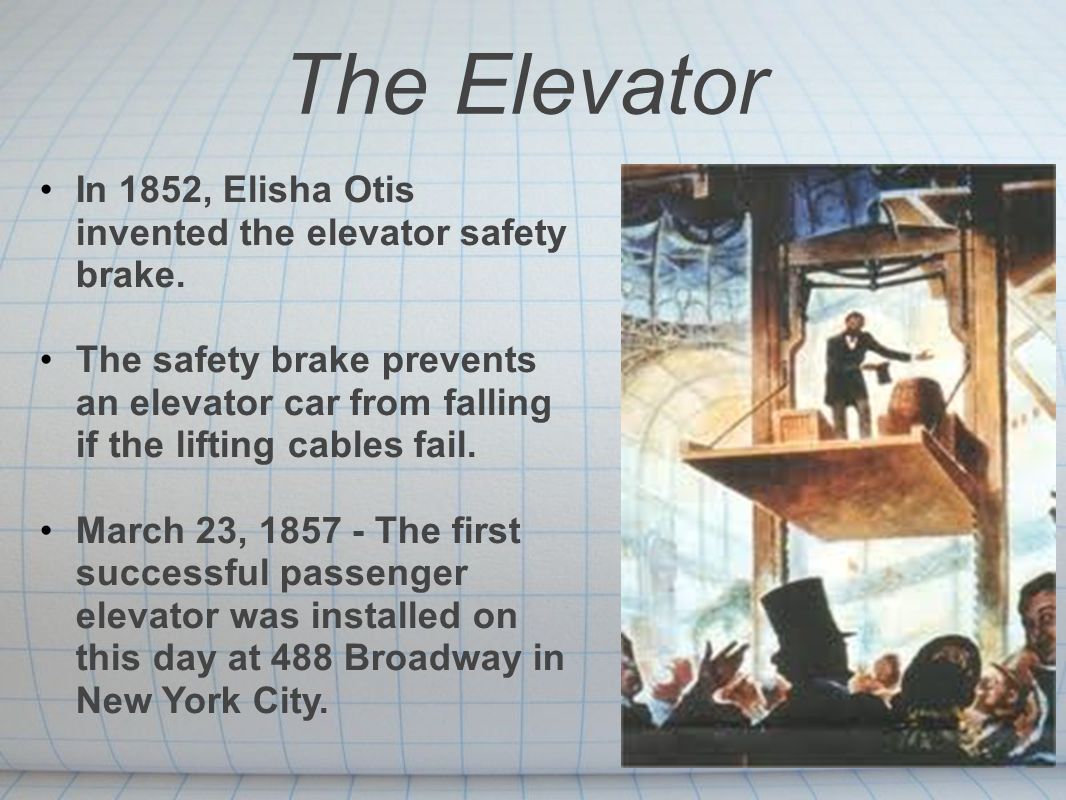 Rick Brutti on Twitter: "First modern passenger elevator in a public building was installed 162 years ago today by Elisha Otis at a five-story department store at the corner of Broome Street