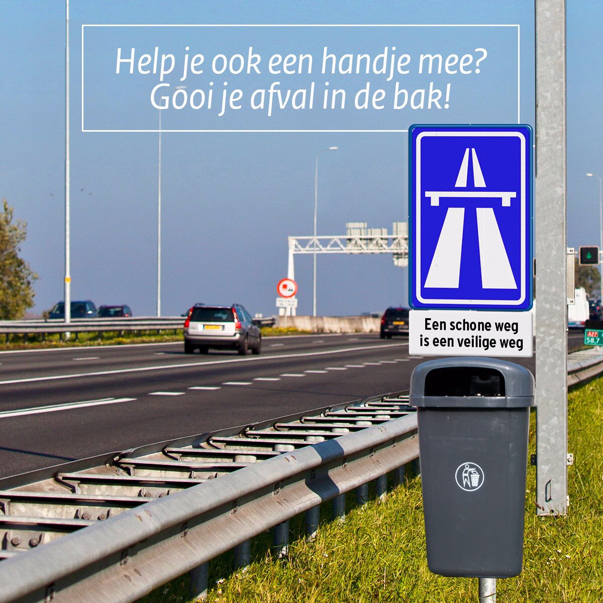 Rijkswaterstaat's tweet photo. Afval hoort in de #afvalbak en niet op de grond of in de berm. Dat vind jij toch ook? 😉 #Landelijkeopschoondag #helpeenhandje https://t.co/1TlokqJKqk