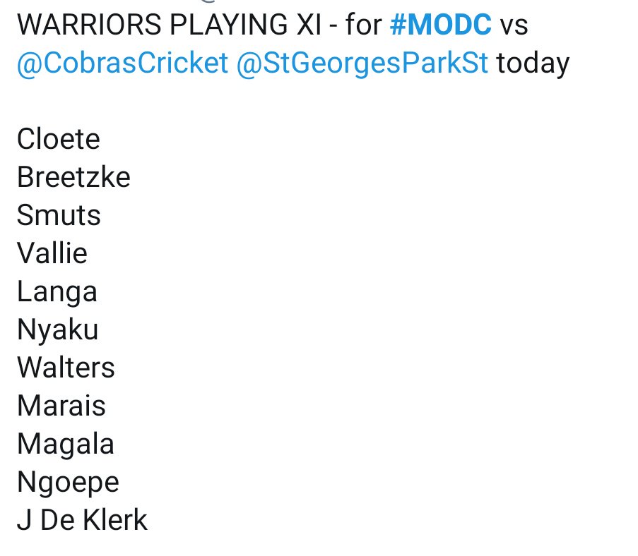 dream11_grand's tweet photo. #Dream11 #MODC #CCvWAR both the team's playing xi and #Dream11 team....you can change C/VC https://t.co/S1A1SMiX2B