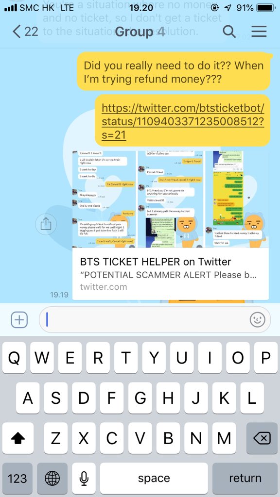 ticketforbts1's tweet photo. @BTSTICKETBOT I know the sender even I ask them for it https://t.co/vHfeCwi5OQ