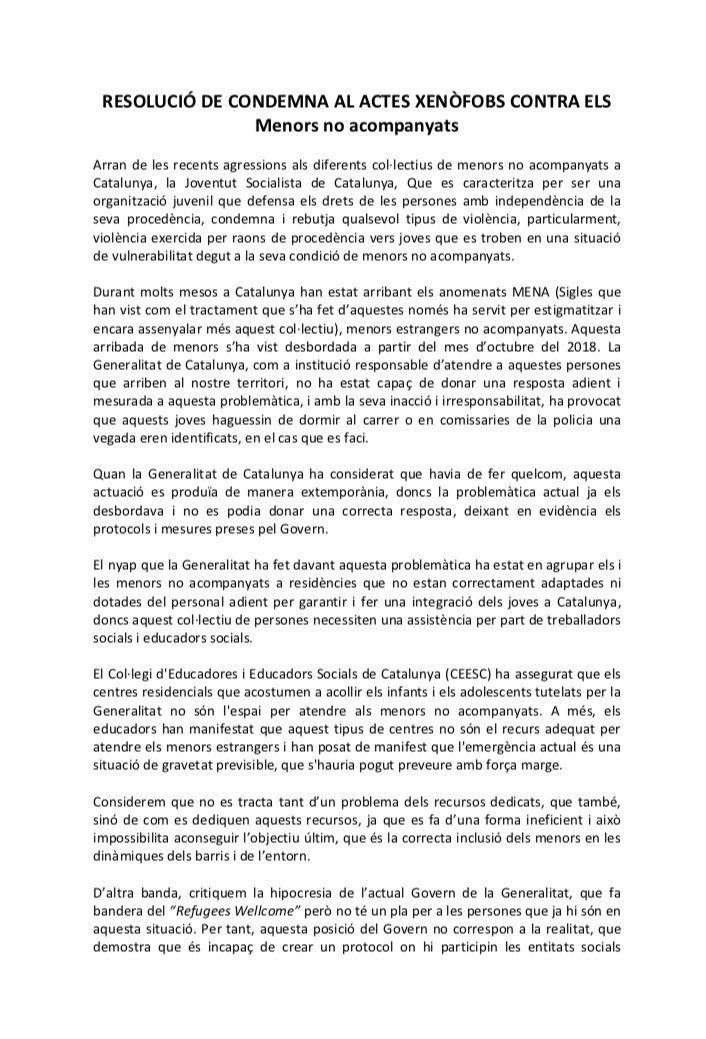 jsccatalunya's tweet photo. Torn de presentació i votació de resolucions! Les federacions del @JSCBaix i @jsc_maresme presenten una resolució conjunta sobre "la condemna als actes xenòfobs contra els menors no acompanyats" #CNJSC https://t.co/0XAxSN0bLI