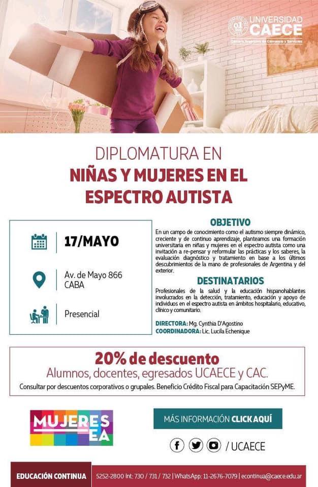 info_tea's tweet photo. Formación universitaria en profundidad y por primera vez en este campo emergente de saberes repartidos en la Universidad #CAECE . Docentes nac e internac, mujeres en el espectro y familias. 5 encuentros intensivos de May/DIC. Info en econtinua@caece.edu.ar por @MujeresTEA https://t.co/rTUxLz8bjZ
