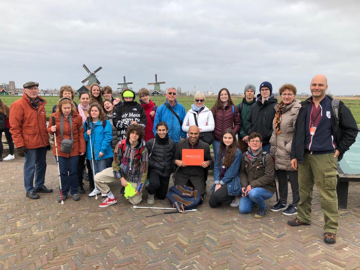 Having an inspirational time with the lovely ⁦<a href="/IntSchBrussels/">ISB</a>⁩ students guiding our ⁦<a href="/TraveleyesLtd/">Traveleyes</a>⁩ VIPs in #Amsterdam and in return, they are developing incredible communication and leadership skills! Restores your faith in humanity!