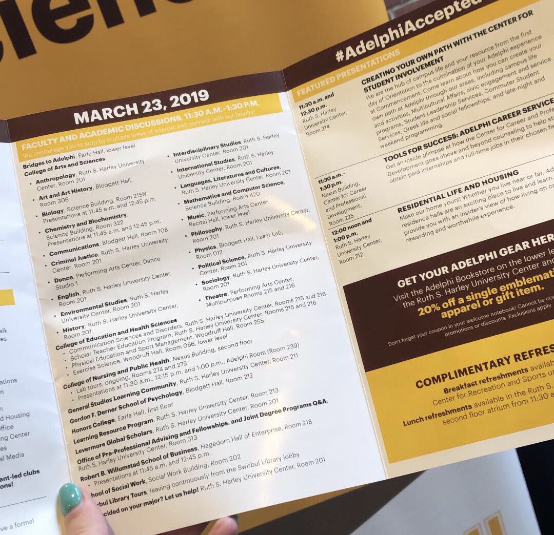 AdelphiU's tweet image. Check out what all of the departments on campus have to offer until 1:30 p.m. today! #AdelphiAccepted