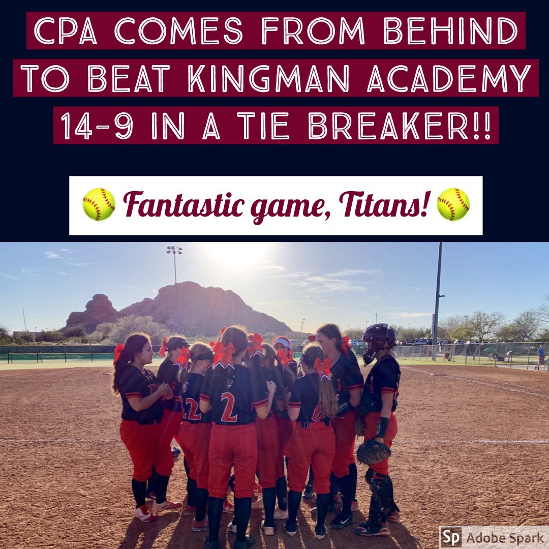 CpaSoftball's tweet photo. 2 wins for the Titans yesterday. Today we are at Red Mountain.  11am vs Valley Union. https://t.co/rWCnKikZss
