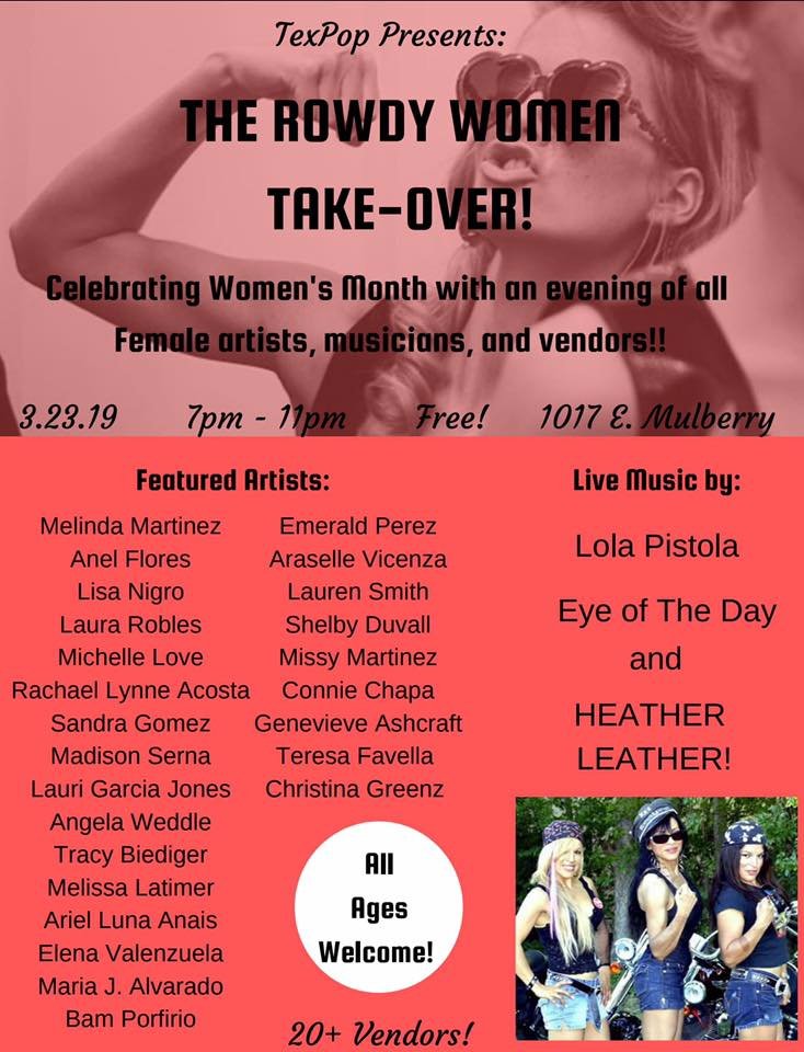 FeralEditions's tweet photo. Tonight! #satx #texpop #do210 #womenshistorymonth #contemporaryartmonth https://t.co/vk2cA5Z1YZ