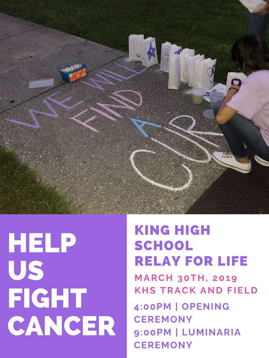 KHSSGA's tweet photo. Support KHS Relay for Life and the fight against cancer next Saturday, March 30th, starting at 4pm! https://t.co/W9IHAn5bJ5
