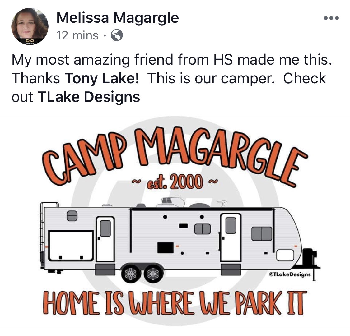 TLakeDesigns's tweet image. Thanks for the shoutout Melissa! Custom work done for any occasion, hobby, interest... heck, any reason at all! #freelance #graphicdesign means I’m open for commissions! #creativelife #rvlife #rvliving #camping #rvpark @TLakeDesigns