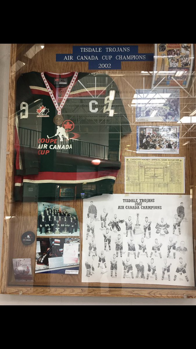 RyanKiener's tweet photo. My dad was back in the town I played my Midget hockey many moons ago and took this pic of the display from the year we won Nationals.  An experience of a lifetime and something I’m very proud to have been apart of https://t.co/9YAL8KPO2q