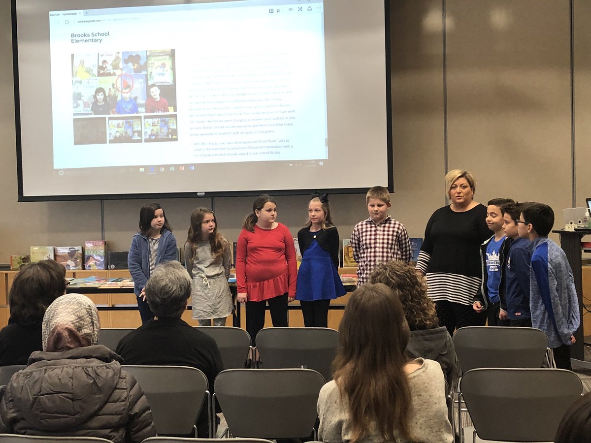 MrsPorzuczek's tweet photo. Thank you @jonesdarolynlyn @rethinkkidlit @EileenPorzuczek @HamiltonEastPL for this amazing opportunity to share our learning journey &amp; grant books with inclusive characters. So proud of my students &amp; daughter! @hsefoundation @BSEhseIN @HSESchools @MrsKussyBSE @FatimaRich1 https://t.co/0dFqxELiaG