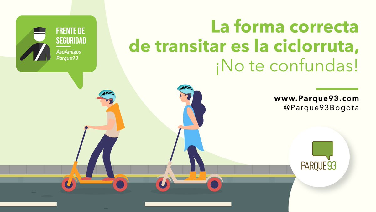 Parque93Bogota's tweet photo. #UsuarioDePatinetas está prohibido circular por los andenes. Transita
únicamente por ciclorrutas y hazlo sobre la calzada en aquellos lugares donde no existan. #CuidaTuEspacio https://t.co/bQfjNzcZM6