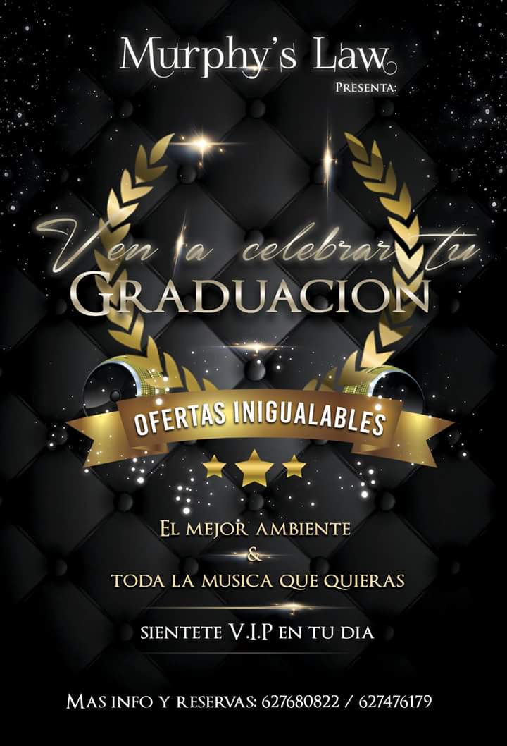 MurphysLawSA's tweet photo. ¡Es tiempo celebrar tu Graduación! No dudes en ponerte en contacto con nosotros para festejarla 🥂 https://t.co/lsTAj0W87i