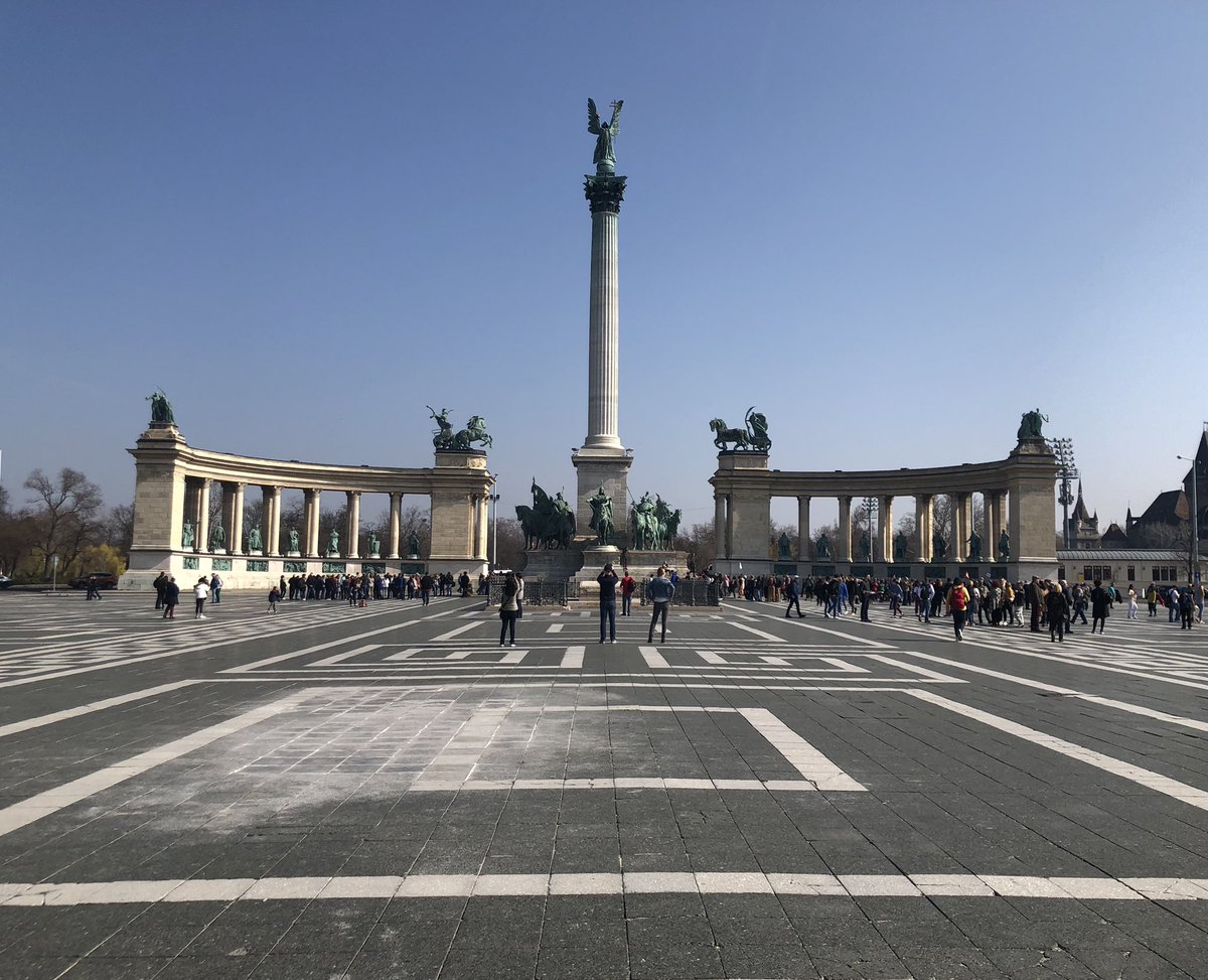 SPstudentTravel's tweet photo. Local guide giving historical context at Heroes Square in Budapest. https://t.co/tjoonOMusZ