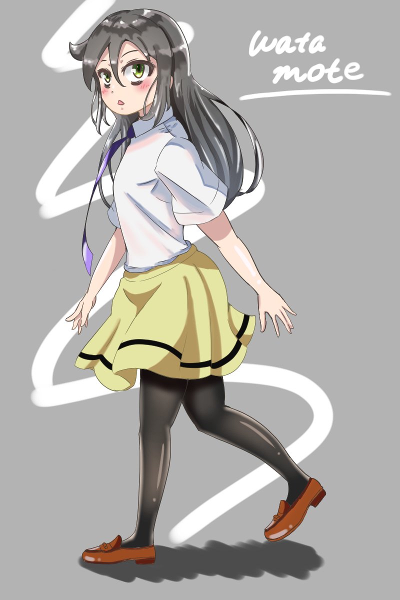 kuroki tomoko 1girl solo pantyhose school uniform long hair green eyes necktie  illustration images