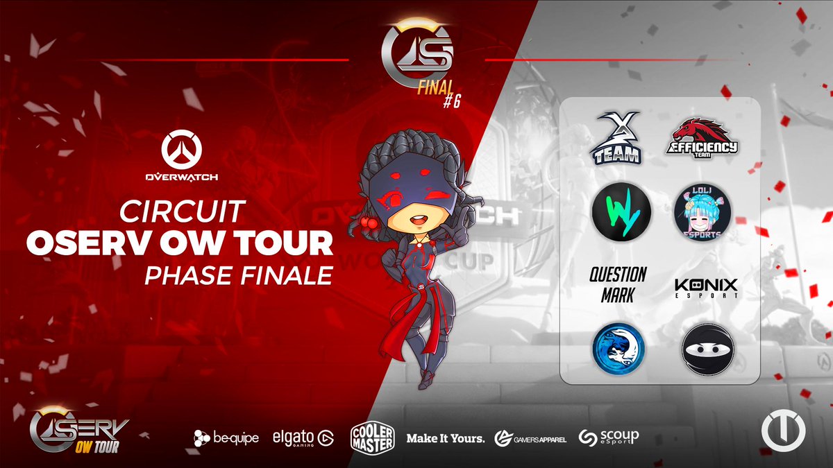 #OWTour #FinalStage 🏆✨

8 équipes, 1 vainqueur, 60 € de cash price. RDV demain à 15H !

🎖 <a href="/TeamXesports/">Team X</a> 
🎖 <a href="/Efficiency_team/">EFFICIENCY Team ®</a>
🎖 <a href="/konixesport/">into</a> 
🎖 <a href="/teamplerion/">PLERION</a> 
🎖 <a href="/Loliesport/">Loli AirForce - eSport</a> 
🎖 <a href="/TeamWavyOW/">Team Wavy</a> 
🎖 <a href="/LunationEsports/">LunationEsports</a> 
🎖 #QuestionMark

🎧 Discord : discord.gg/Q5wuAZH