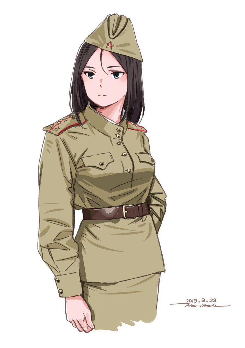 ガルパン「ノンナさんにソ連軍の軍服を着せたい。
 #ガルパン版深夜のお絵描き60分一本勝負」|ほりこうのイラスト