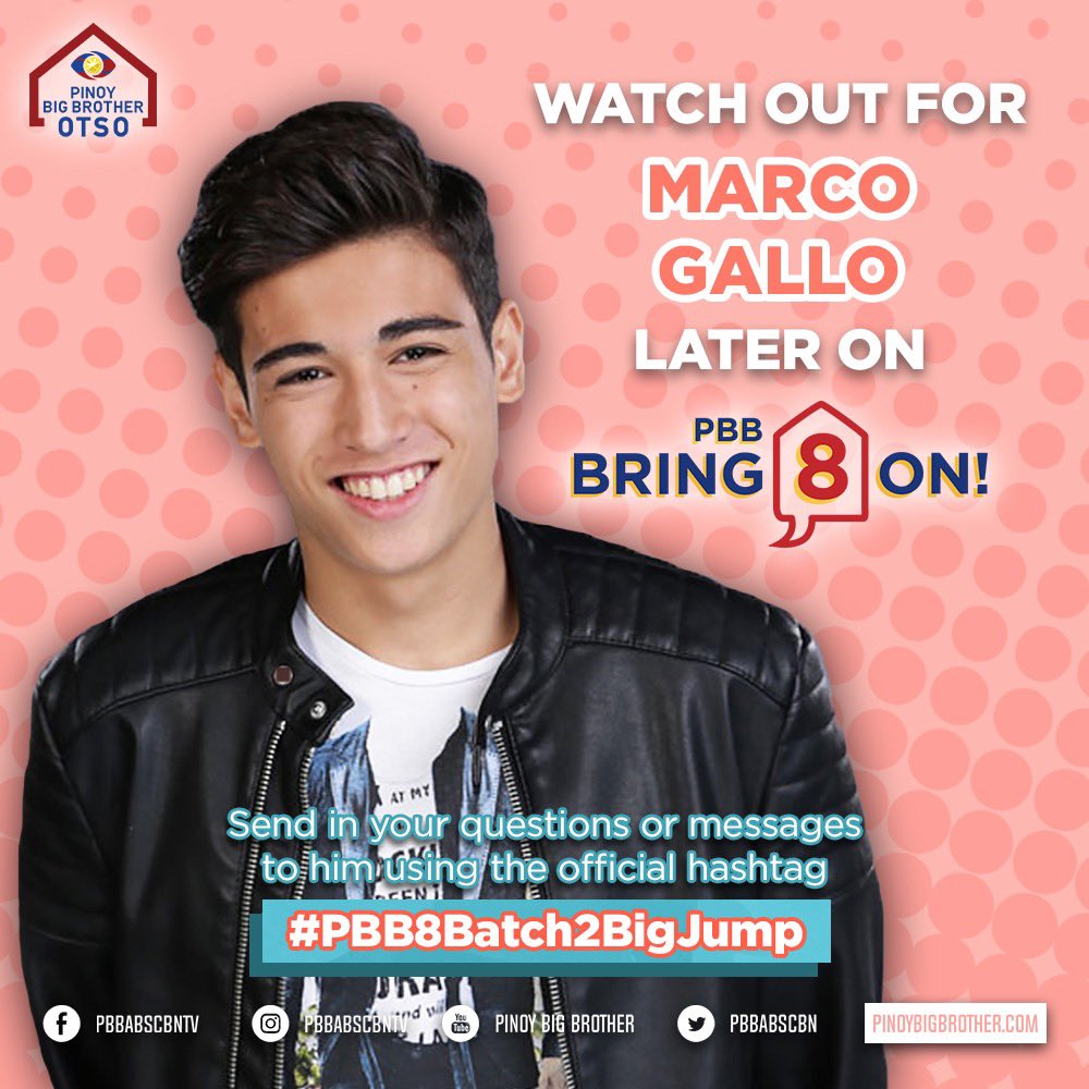 PBBabscbn's tweet photo. Send @itsmeMarcoG some love using the hashtag #PBB8Batch2BigJump 💥Catch him LIVE on PBB Bring 8 On! 💪 https://t.co/AKWPViwDgP