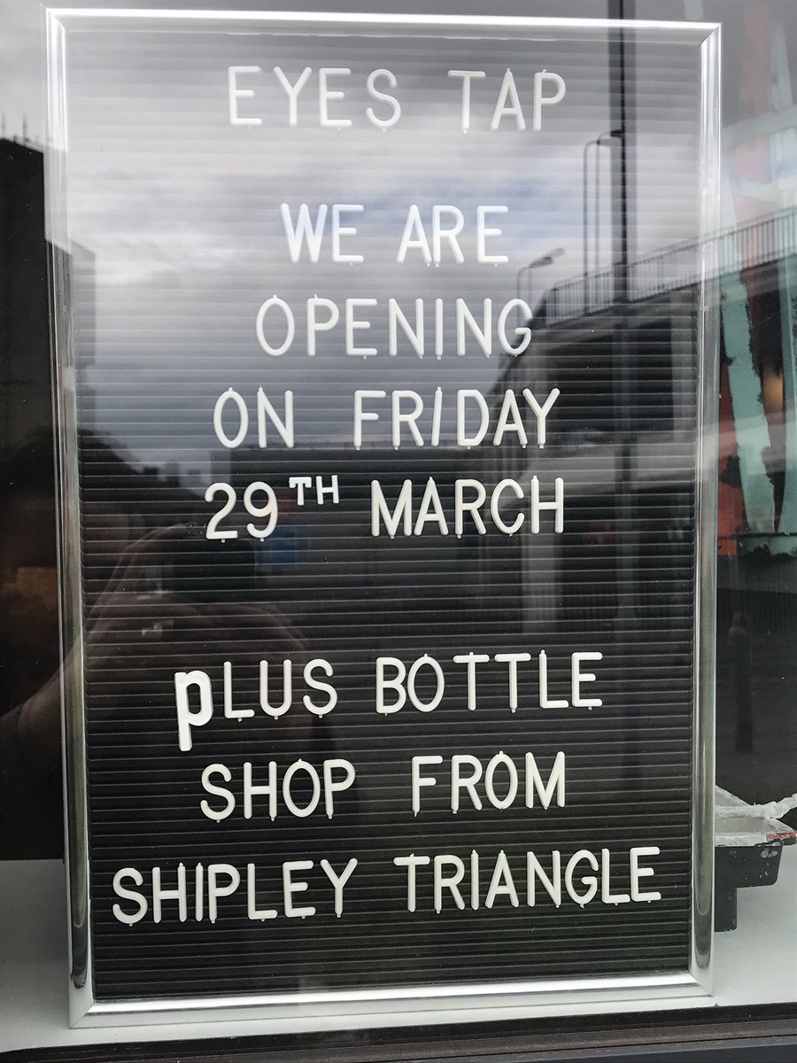 Friday we open the bar up again. With an entirely new look!! We will have 3 permanent fridges full of cans and bottles to drink in or take away from our pals the <a href="/shipleytriangle/">The Triangle</a> get it inyour diary.