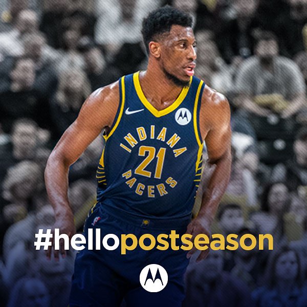 MotorolaUS's tweet photo. You did it! With great jerseys like that, there was never any doubt. Congrats on making it to post season @Pacers! #hellopostseason https://t.co/XbKUBTnNPt