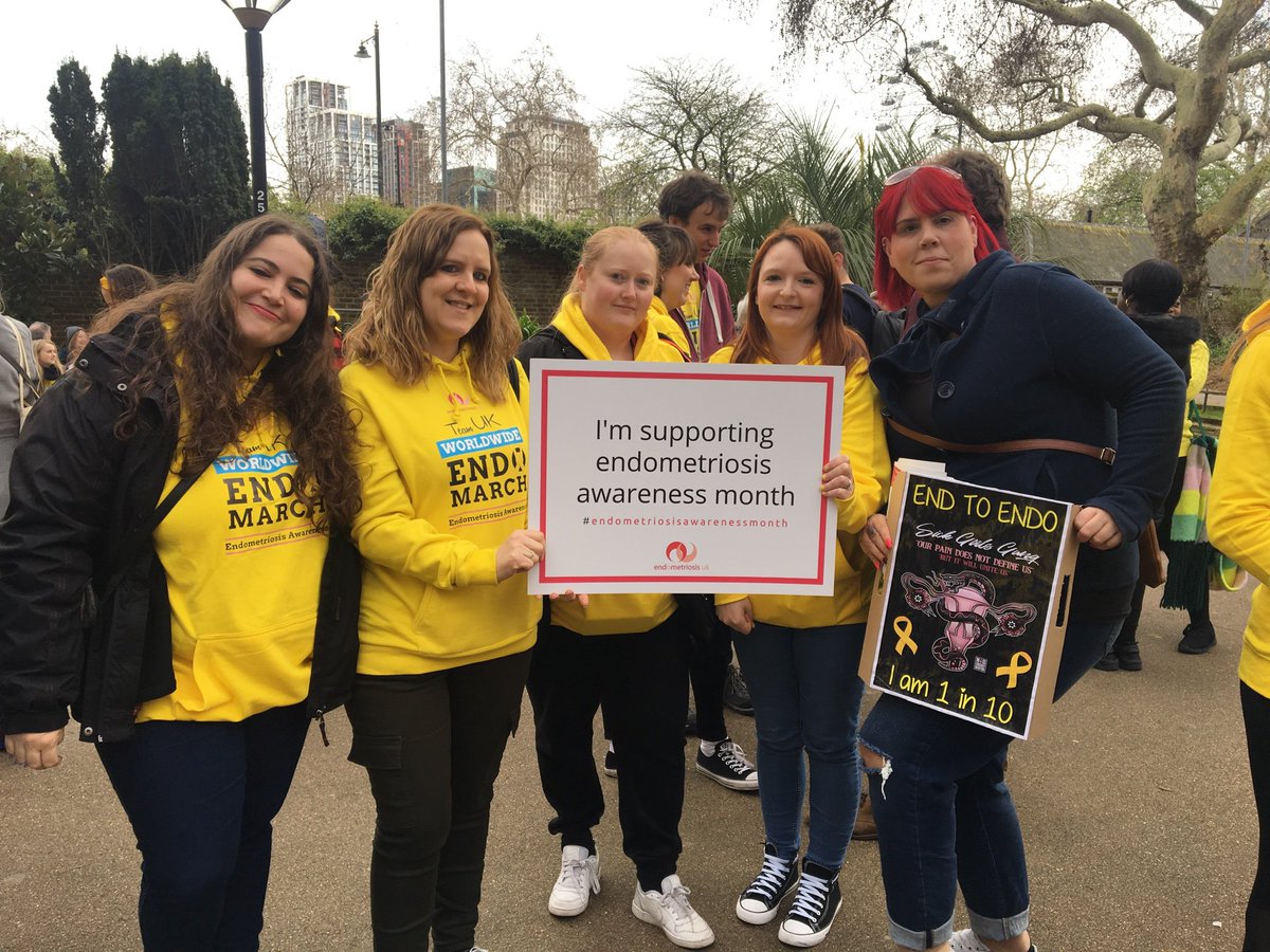 We’re at the #LondonEndo2019March today to raise awareness of #endometriosis and raise our voices to campaign for a better deal for those with the disease #wearyellowforendo #endo