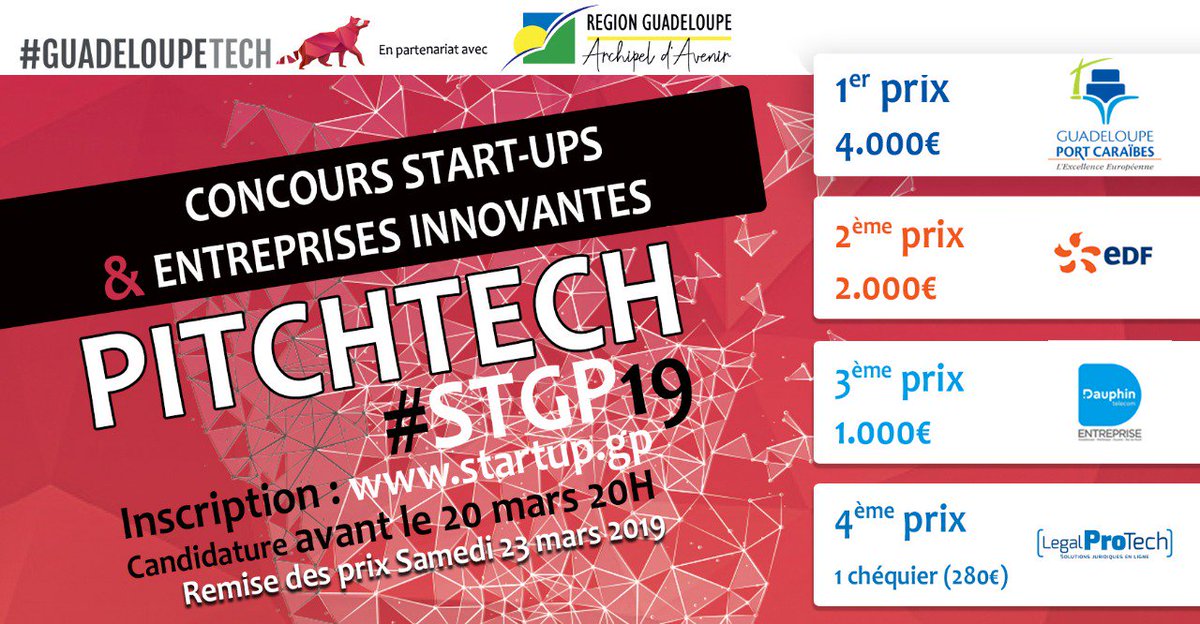 GuadeloupeTech's tweet photo. #STGP19 9 entreprises innovantes ont été sélectionnées pour le PITCHTECH rendez vous à 15h au Karibéa Hôtel
#Innovation #Numerique #DigitalImpact https://t.co/2mcqOTLvHT
