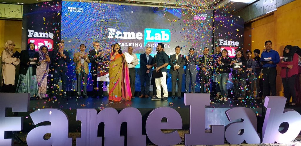 bdBritish's tweet photo. *Drumroll*
And the winner of Famelab Bangladesh 2019 is Afrin Bin Nur Adib from BUET!
Congratulations to all the Famelabbers!
#Famelabber
#Famelab2019 https://t.co/cbZOvxxRSC
