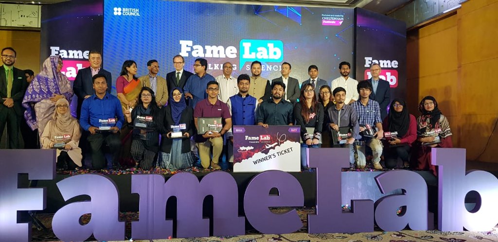 bdBritish's tweet photo. *Drumroll*
And the winner of Famelab Bangladesh 2019 is Afrin Bin Nur Adib from BUET!
Congratulations to all the Famelabbers!
#Famelabber
#Famelab2019 https://t.co/cbZOvxxRSC
