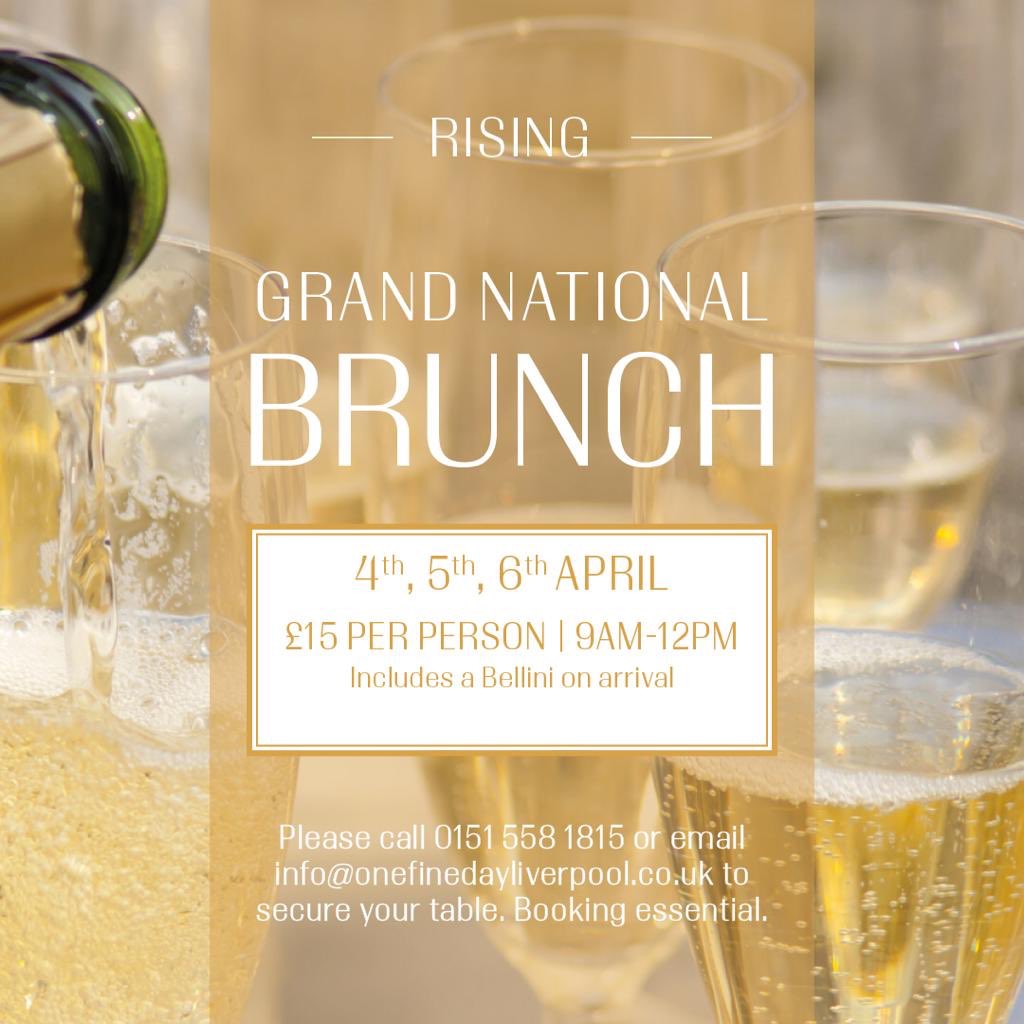 RISING // Set yourself up for race day with a brunch and a Bellini at ONE FINE DAY! 🐎🥂🥞 bookings between 9am - 12pm. #grandnational #theraces #liverpoolraces #liverpoolgrandnational #brunchliverpool #ladiesday #onefinedayliverpool #brunch #brunchandbellinis