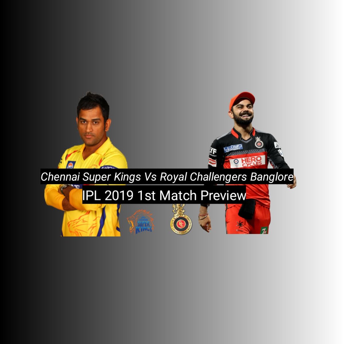 TestCaptain1's tweet photo. Chennai Super Kings Vs Royal Challengers Bangalore match preview 2019 IPL watch video on my YouTube channel Cricstars #IPL2019 #IPL12 #IPL #CSKvRCB https://t.co/QnAOtfuvlz