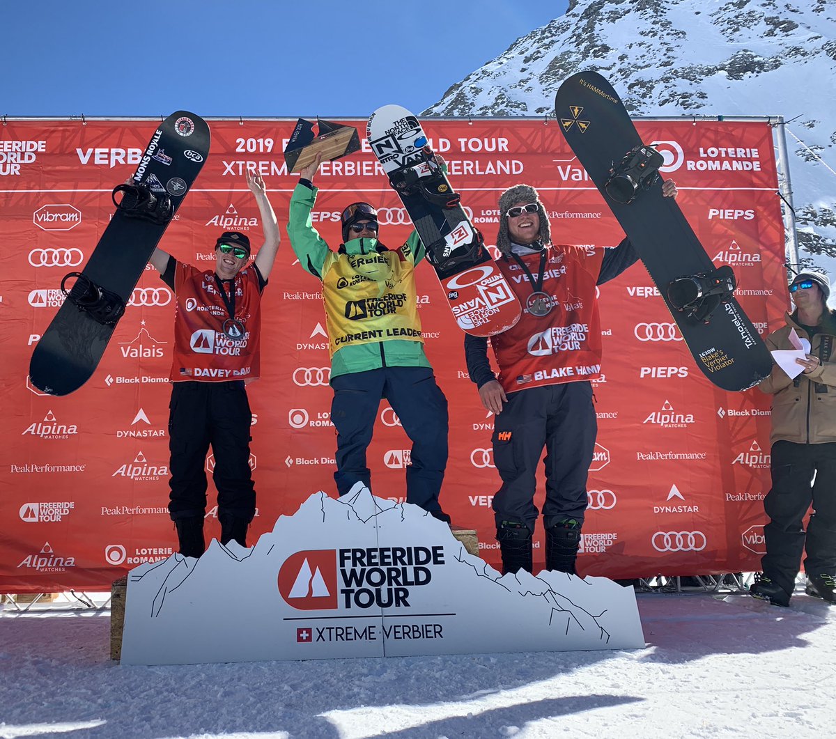 FreerideWTour's tweet photo. An incredible end to a phenomenal season! Congrats to our 4 #FWT19 World Champions Markus Eder, Victor de Le Rue, Arianna Tricomi, Marion Haerty and to all the riders! #DROPIN @VerbierResorts @valaiswallis https://t.co/OlO0nr3ITU