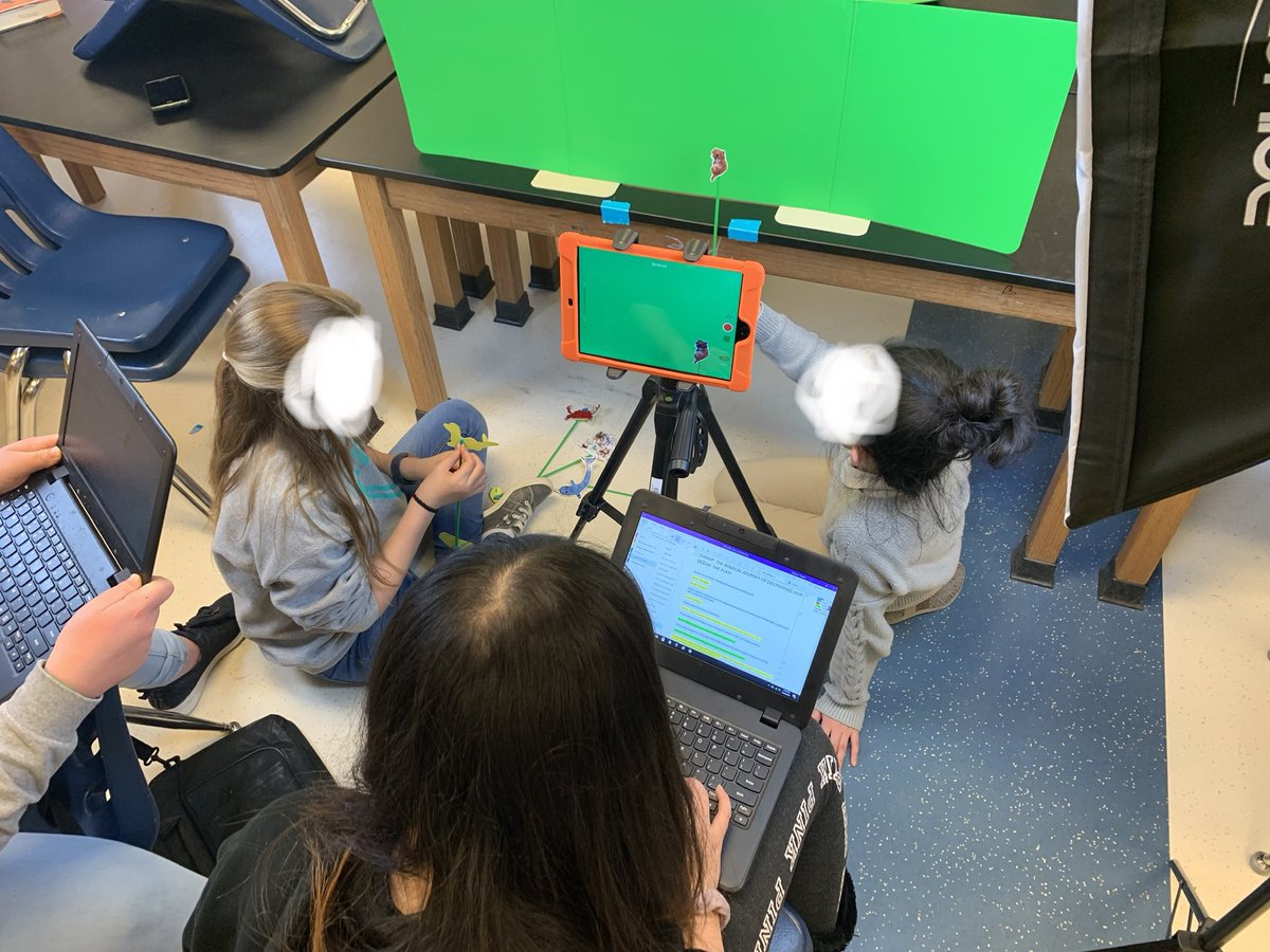 Kate_Chall's tweet photo. So fun recording the puppet play Ss wrote with green screen. Can’t wait to share the finished product of all their hard work! @TechnologyJAM @TMStiger1 #challscience #greenscreen #TeacherLife #studentcentered #studentengagement @WJCCInnovates https://t.co/UpghjqvT5o