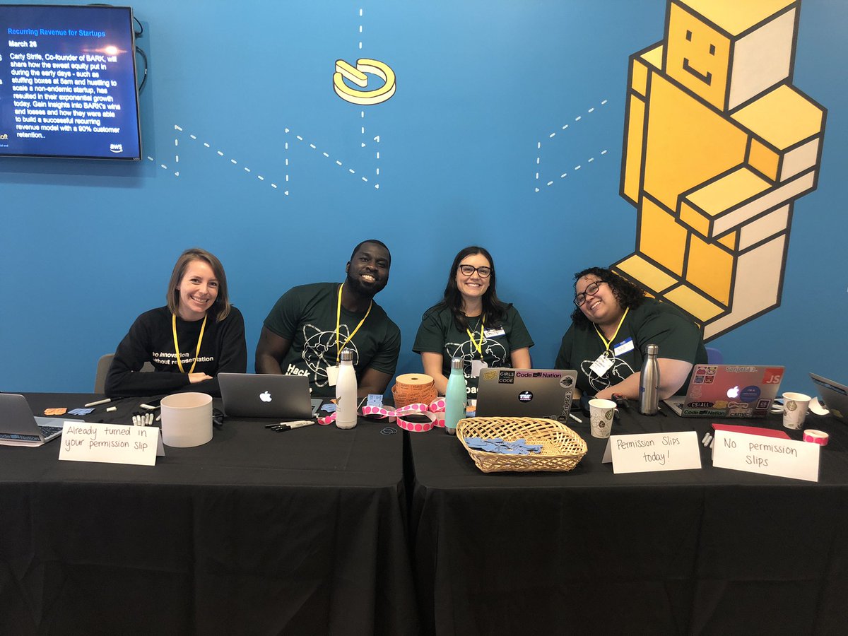 OppongNYC's tweet image. Check out the check-in team! #HackTheImpact #CNHacks @itsCodeNation