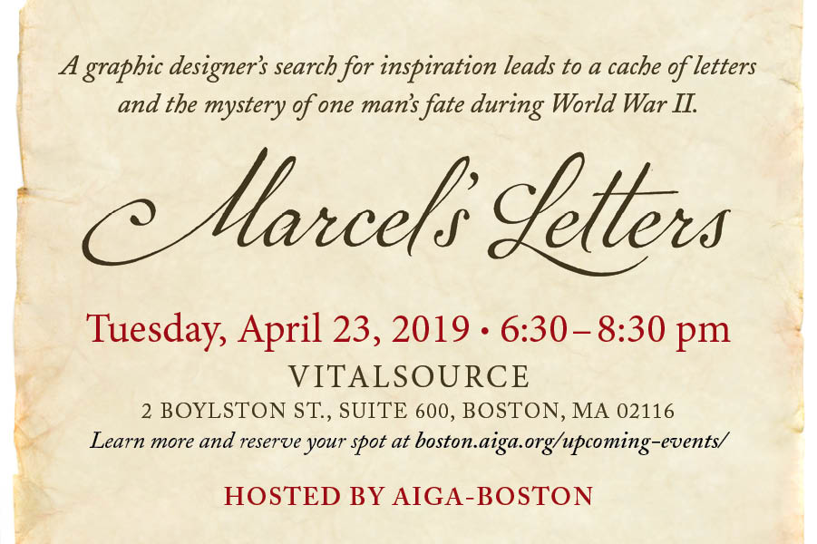 porterfolio's tweet photo. I'm excited to finally be able to share this news. Are you (or do you know) anyone in Boston who would love to hear this story of #CreativeCuriosity #design #typography #history #handwriting #WWII? Tell them about my upcoming talk on #MarcelsLetters.  April 23 @aigaboston https://t.co/uYMiO2qEBV