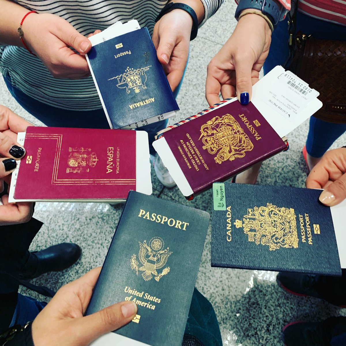 maluzosa's tweet photo. A truly international group of educators on their way to proudly represent the place they call “TheBCISFamily.” Well, actually @klmanc and @jaly79 are the ones representing #BCISpirit The rest of us are just supporting! #rethinkingreporting #IBconference https://t.co/CmnI20V6kB