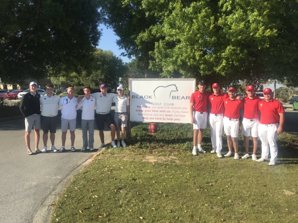 BUMensGolf's tweet photo. A great day &amp; match yesterday at Black Bear GC w/ Northern Iowa.  Matches were tied 3️⃣ - 3️⃣ after the morning rounds.  We finished 💪.  Earning 5️⃣ of the 6️⃣ afternoon points to secure an 8️⃣ - 4️⃣ win.  @michaelmounce1 led with a 72-73. @BradleyBraves  #Go🅱️raves #greattocompete https://t.co/hVfskZgCJj