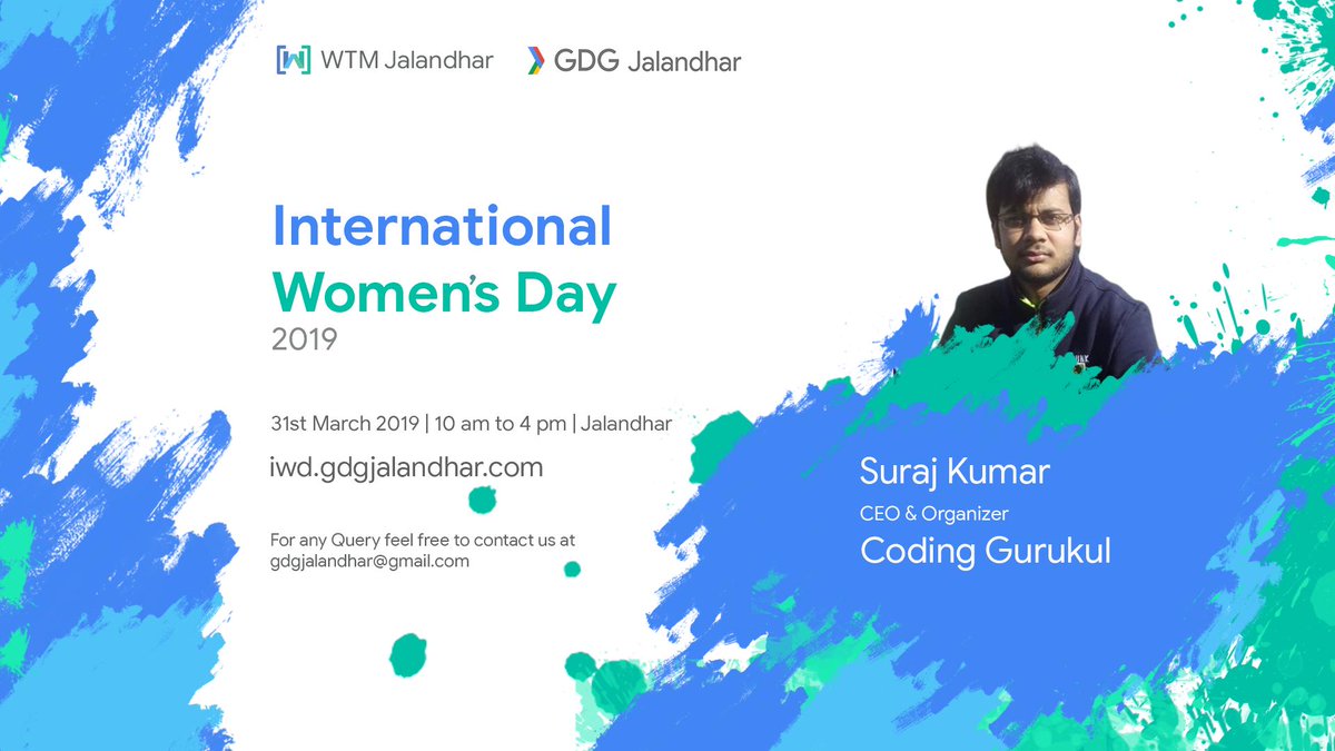 GDGJalandhar's tweet photo. Thrilled to announce that @SurajSugga , CEO of @CodinGurukul  will be there at #IWDJalandhar and talk on "How to make yourself ready for the upcoming challenges and tackle the obstacles?"

Register at: https://t.co/75jwHaTDOS

#GDGJalandhar #WTMJalandhar #CodinGurukul
#IWD #IWD19 https://t.co/KMUin9YZE7
