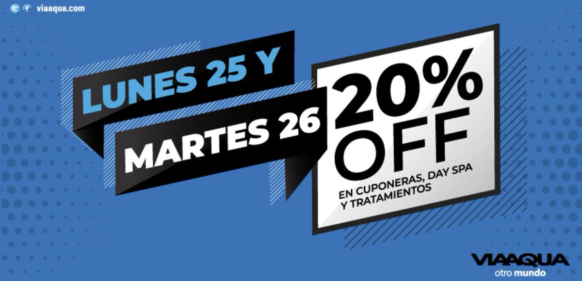 Viaaquaspa's tweet photo. ¡Repetimos los Happy Days con un nuevo descuento! Este Lunes 25 y Martes 26 tenés 20% OFF en Cuponeras, Day Spa y Tratamientos. ¡Relajate al máximo en ViaAqua Spa, Punta Carretas! https://t.co/tr0SMKe0u3