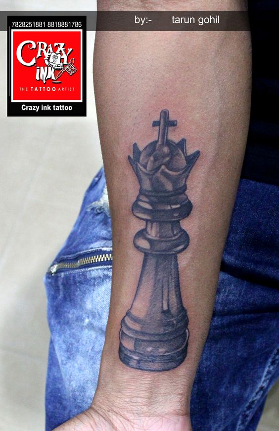 Tattoo uploaded by Ding Singh  King Chess Piece Tattoo Machotattoos  Hyderabad Tattoo Studio in Hyderabad  Tattoodo
