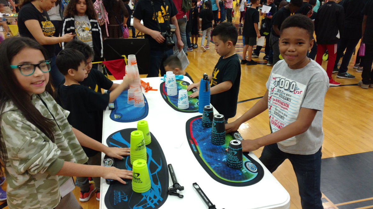 Austinelpride's tweet photo. Austin lion pride represents at the cup stacking competition this morning! #AustinMISD https://t.co/3TVdvjMP5B