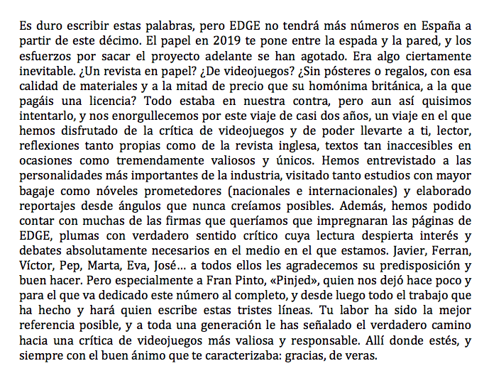 MundoGamingMD's tweet photo. Es un día triste, pero tenemos que anunciar que el número #10 ha sido el último de EDGE en español. Gracias, infinitas, a todos por este viaje.

Esto no es un adiós, es un volveremos a vernos. Tenemos nuevos proyectos que anunciar en las próximas semanas. Gracias, de corazón.

❤️ https://t.co/gzi9S3VbLG