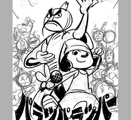 here's a WIP of the parappa print from the poll ??? 