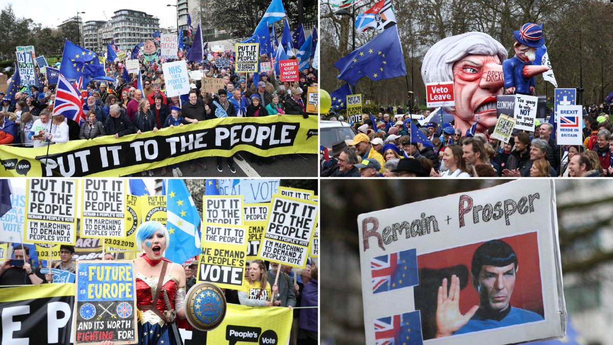 itvnews's tweet photo. An estimated one million people have taken part in the #PutItToThePeople march in London demanding a final say on Brexit
#PeopleVoteMarch #PeoplesMarch 
https://t.co/pg6ziZGyO4 https://t.co/NhOESLARND