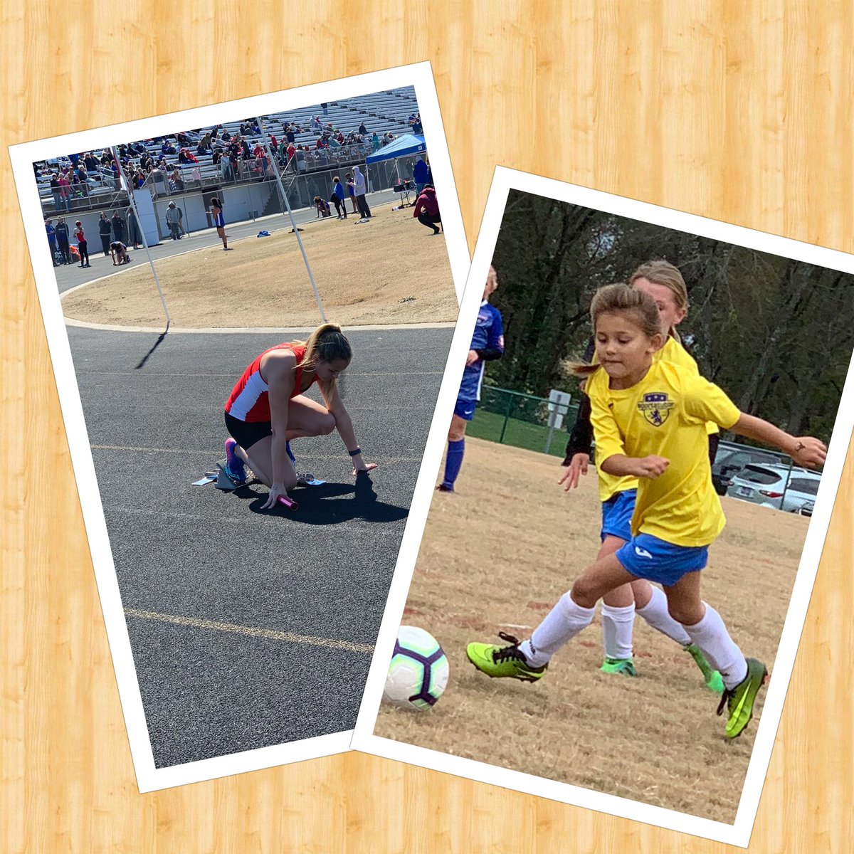 sonyaksimpson's tweet photo. Heartbroken momma when my girls have sporting events in two different places today!! I need a clone! Thank goodness Mamaw Sue was up for a road trip today!!๐๐ผโโ๏ธโฝ๏ธ #dchstrack #stfasoccer https://t.co/MkqkM4Zn2Z