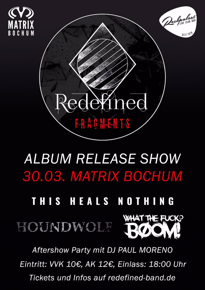 HOUNDWOLF_METAL's tweet photo. Next week we support our friends of Redefined on their album release show at the @MatrixBochum
Get you tickets as fast as possible. It’s going to be awesome!
#Matrix #Bochum #MetalNews #concerts #Redefined #Houndwolf #WhatTheFuckBoom #ThisHealsNothing https://t.co/DCxlf2kpGW