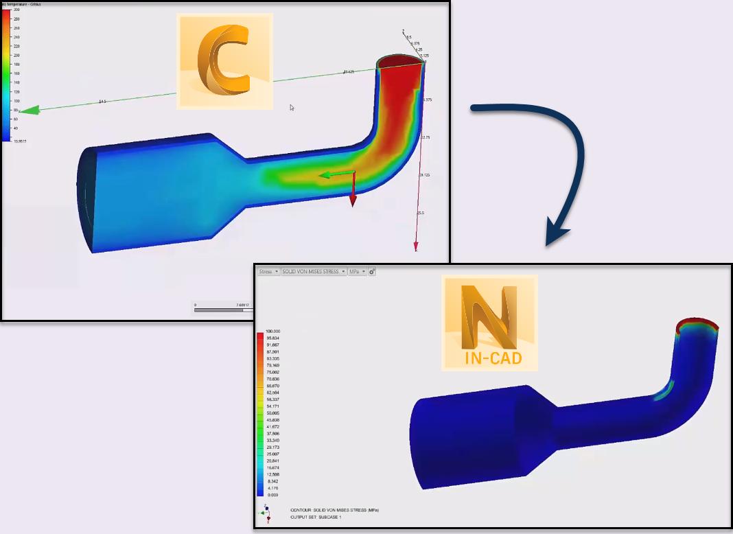ADSKSimulation's tweet image. Importing your #AutodeskCFD temperature results into Autodesk #Nastran In-CAD lets you #analyze the #thermal #stresses on your component: youtu.be/cDo5hC5DzH0