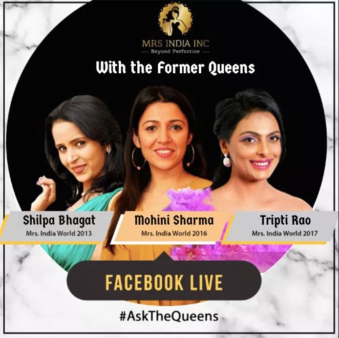 mrsindiainc's tweet photo. Ladies, here's your chance to get all your questions answered by the former #MrsIndiaWorld Queens! Tune in to our live sessions with each of them to have a one-on-one conversation with each of them. #AskTheQueens #MrsIndiaInc #BeyondPerfection https://t.co/VvQc8w3i3X