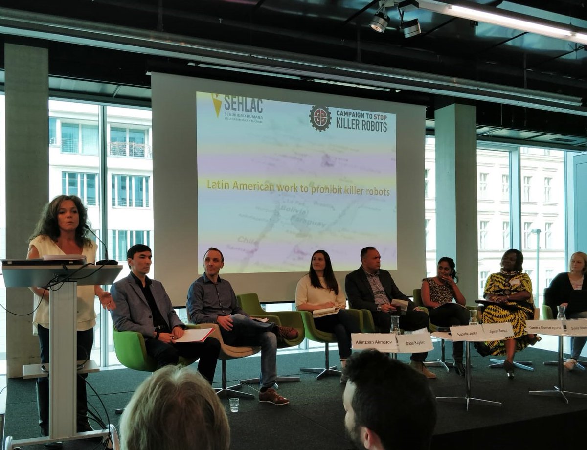 redsehlac's tweet image. @piadevoto de @SehlacOrg presentando &quot;Las Acciones para prohibir los #killerrobots Campaña de @BanKillerRobots en Latinoamérica. #KillerRobotsGer Conocé más sobre nuestras actividades en: sehlac.org Translate Tweet