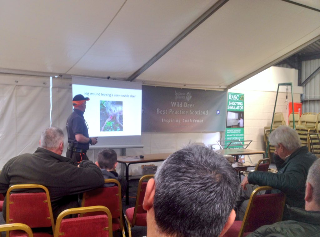 Thanks to <a href="/tonylowry123/">UKdeertrack&recovery</a> of Uk Deer, Tracking &amp; Recovery for delivering our final #WildDeerBestPractice session of the day on 'Follow up and the Use of Dogs' <a href="/deerstalkfair/">Deer Stalking Fair</a>