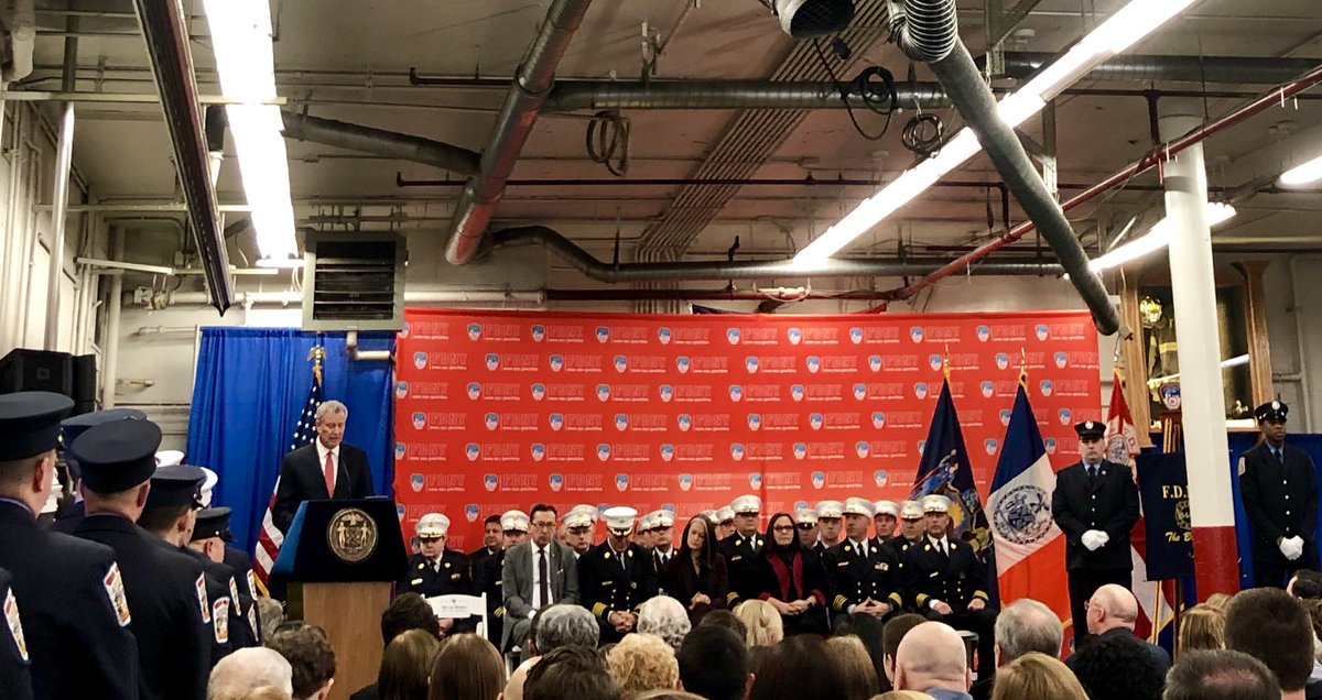 FDNY's tweet photo. Lt. Davidson died as he lived...as a hero devoted with every fiber in his being to helping others -@NYCMayor de Blasio at today’s plaque dedication ceremony for #FDNY Lt. Michael Davidson #Engine69 https://t.co/Ity4qZcTHk